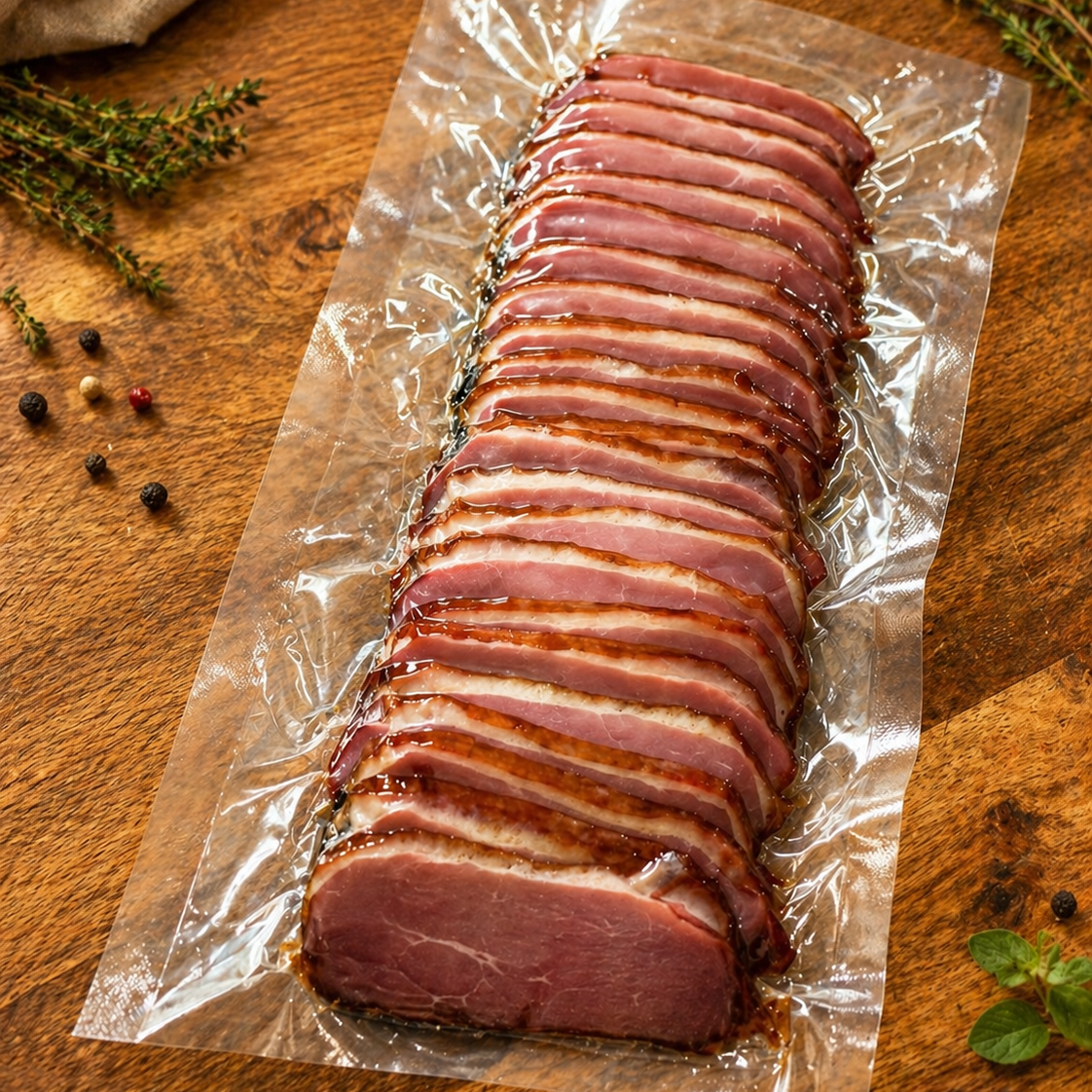  Vacuum-sealed smoked duck breast fillet