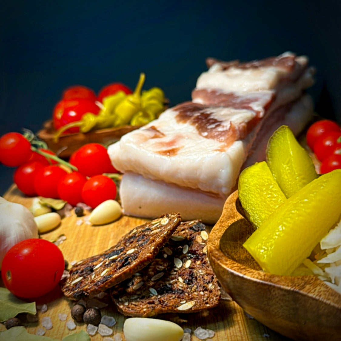 Salted Salo with Meat Layer