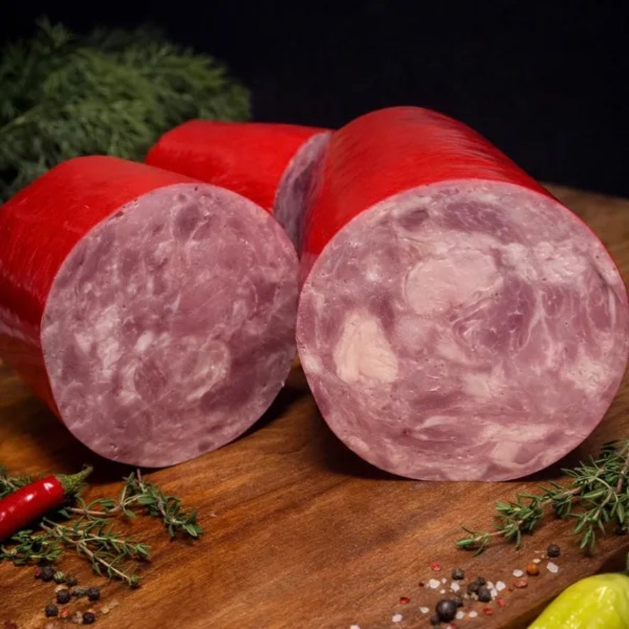 Homestyle Pork Ham sliced cross section close-up – Ukrainian Smokehouse