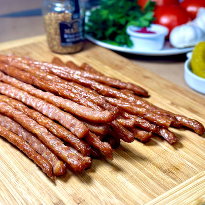 Ukrainian style smoked chicken meat sticks